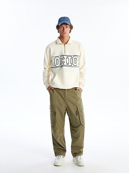 Dik Yaka Uzun Kollu Bask?l? Erkek Sweatshirt - Waikiki фото 3