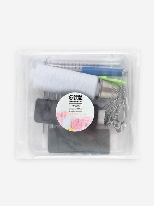 Швейный набор 31 предмет в пластиковой коробке 7,5*7,5*2,5 АУ