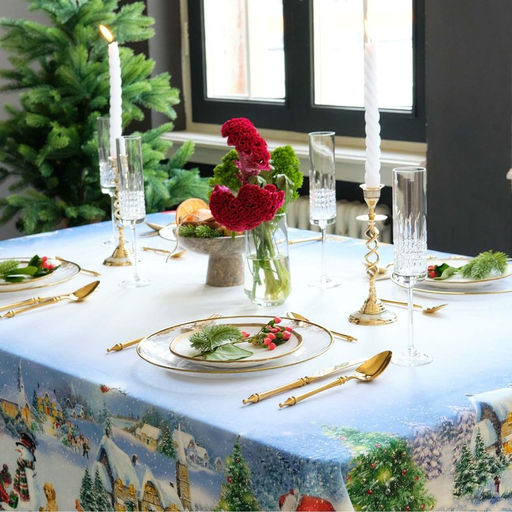 Скатерть новогодняя Этель. Рождественский вечер, 150?220 см, с ВГМО, 100% хлопок, саржа 190 г/м?