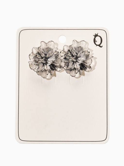 Серьги с блёстками «Цветок ажурный воздушный», прозрачные, серые