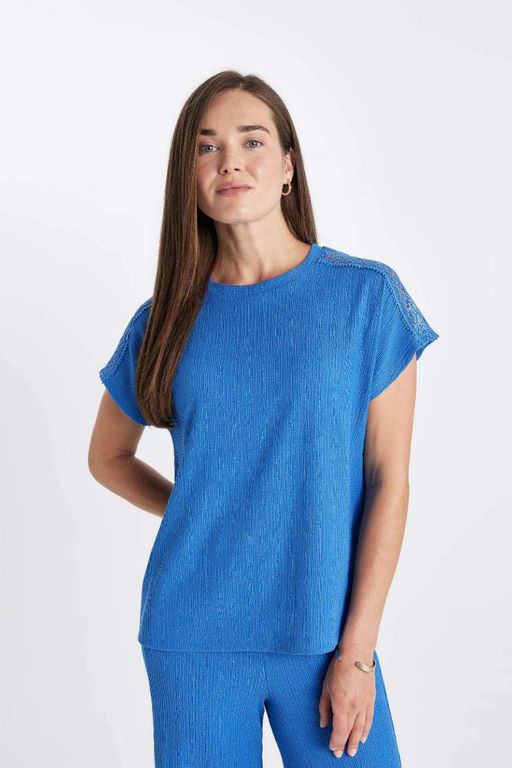 Футболка с круглым вырезом и короткими рукавами - Defacto фото 7