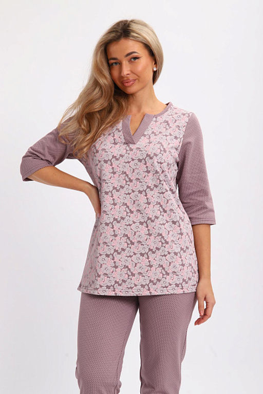 Пижама с брюками футер с начёсом (01059, кофе)