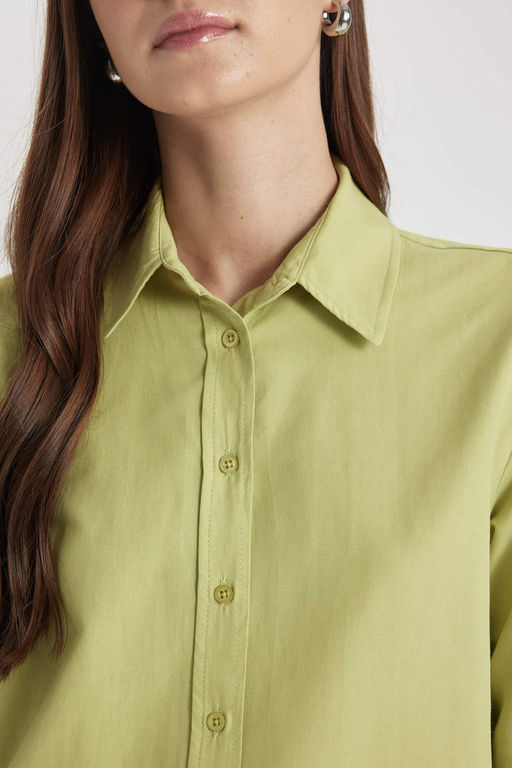 Рубашка-туника из поплина с длинными рукавами Relax Fit - Defacto фото 5