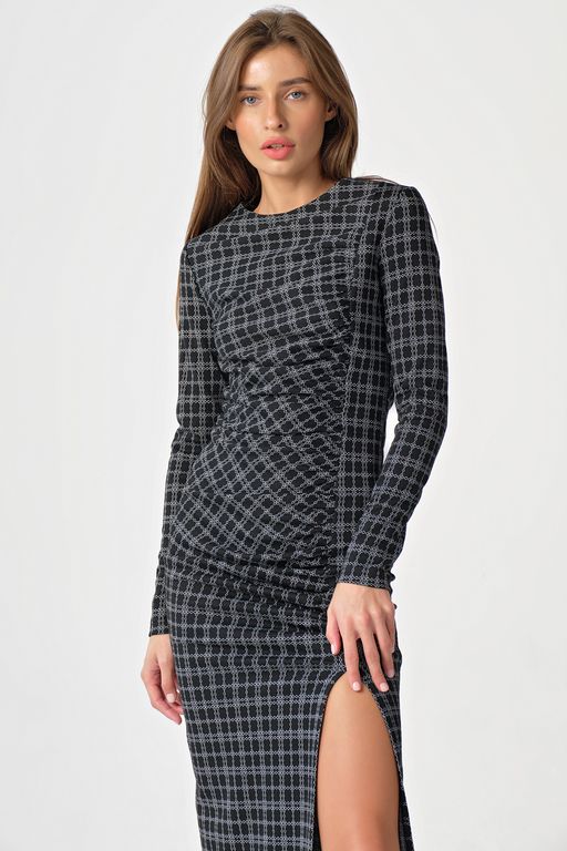 Платье облегающее миди с разрезом по ноге черное