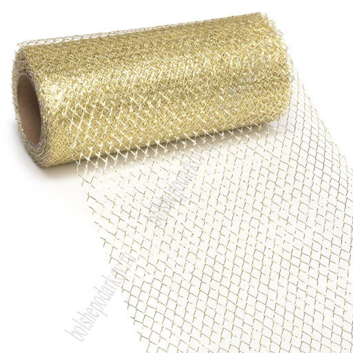 Сетка с люрексом 15 см*10 ярд (SF-2943) золото - Больше подарков фото 3