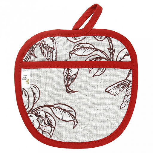 Прихватка с запахом 19х19см "Парадиз", форма "Яблоко", рогожка 171г/м2, хлопок 100%, наполнитель - ватин 280г/м2, на пластмассовом подвесе, "Домашняя мода" (Россия)