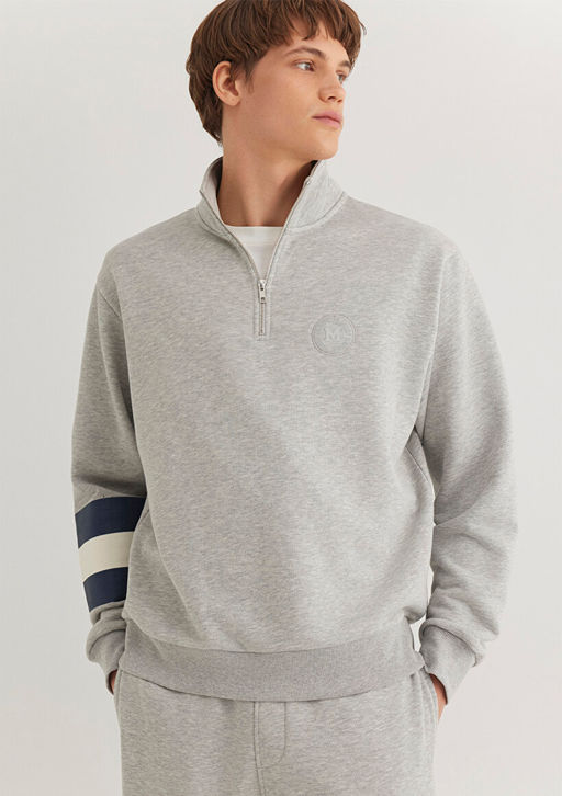 Mavi Patch Logo Yar? Fermuarl? Gri Sweatshirt  фото 2