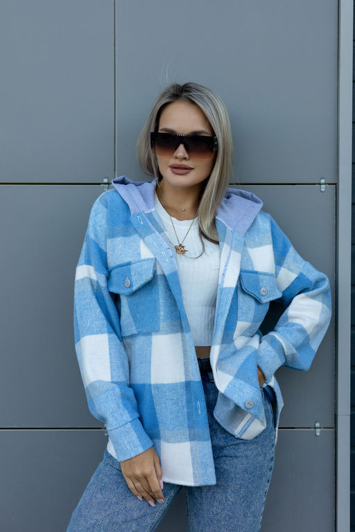 Рубашка женская в клетку с капюшоном РЖКК-01