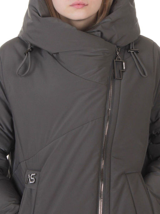 M-9102 GRAY/GREEN Пальто зимнее женское (верблюжья шерсть, 120 гр. холлофайбер)