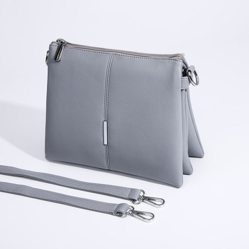 Сумка кросс-боди на молнии, 2 наружных кармана, цвет серый - Simaland фото 6