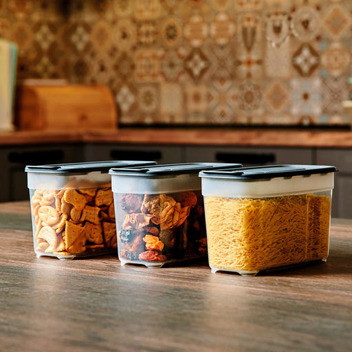 Контейнеров для сыпучих продуктов, набор 3 штук: 1л 3шт, полипропилен, графит (Россия) - Домашняя мода фото 3