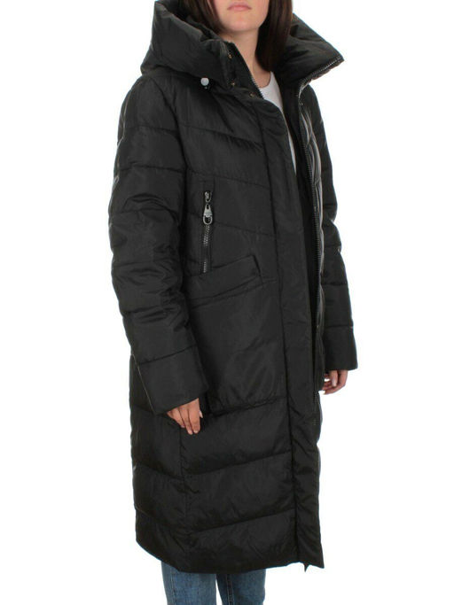 2077 BLACK Пальто зимнее женское (200 гр .холлофайбер) - Фабричный китай фото 8