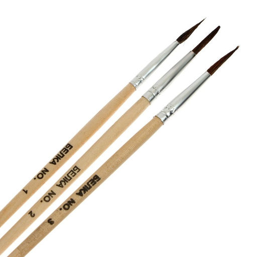 Набор кистей для рисования, белка, 3 штуки: № 1, 2, 3, круглые, деревянная ручка, международный размер