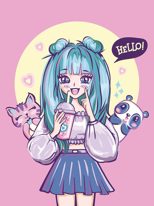 ФРЕЯ PKZ/PM-030 Набор для раскрашивания по номерам (на картоне) 40 х 30 см Девочка в стиле аниме