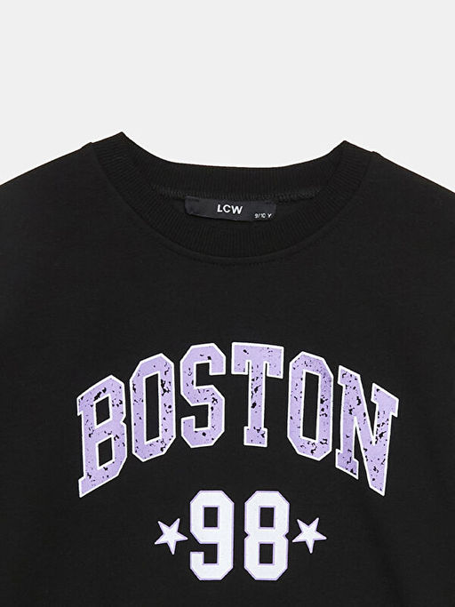 Bisiklet Yaka Bask?l? K?z ?ocuk Sweatshirt - Waikiki фото 3