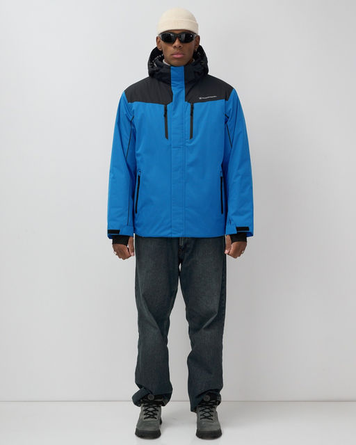 Горнолыжная куртка мужская зимняя голубого цвета 7611Gl
