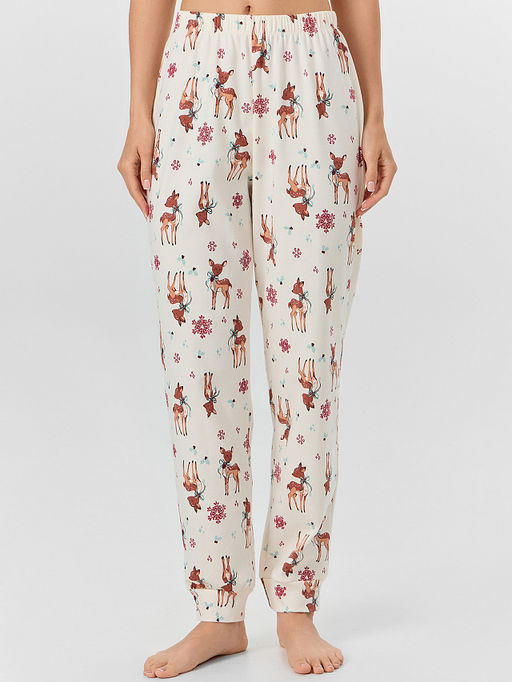 Комплект женский домашний бежевый с принтом оленей - Mark formelle фото 6