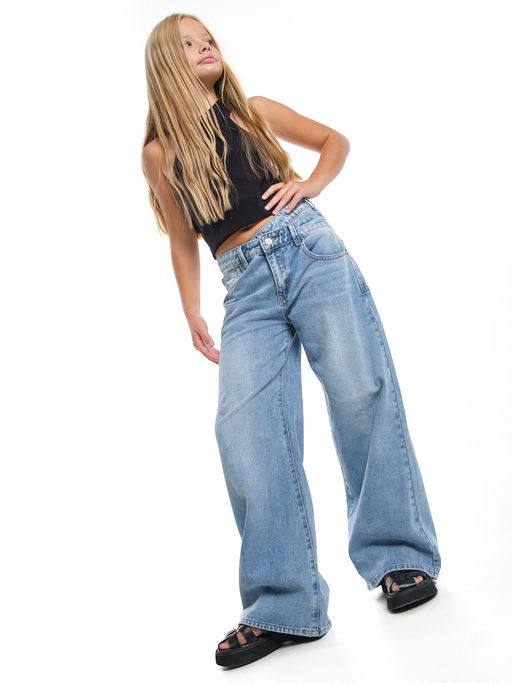 Джинсы голубые для девочки 33-1051 голубой - Mini maxi фото 24