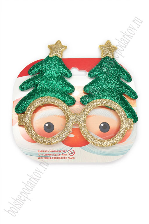 Новогодние очки 14*12 см "Ёлочка" (SF-1708) золото/зеленый