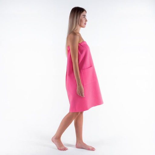 Полотенце банное Этель Парео с карманом 80*140 см. цв. ягодный, 100% хл, вафля 240 г/м2  фото 4