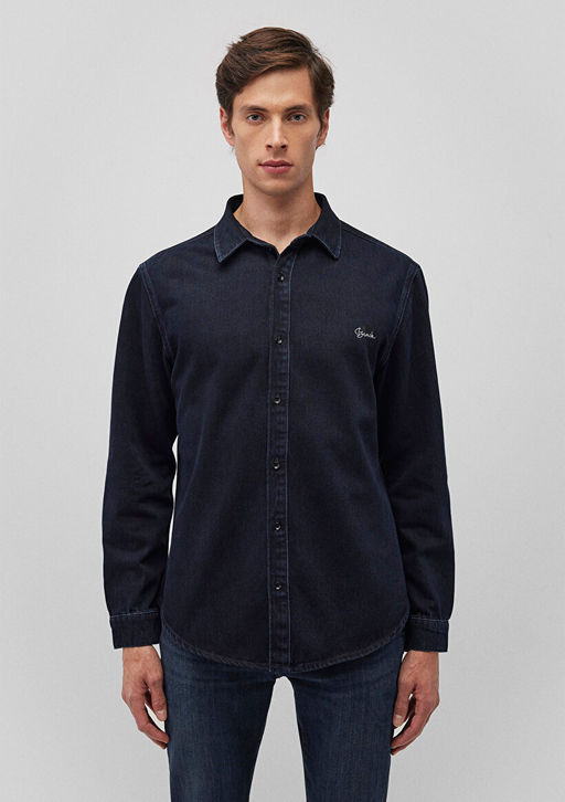 Roy Lux Black Gece Mavisi Jean Gomlek  фото 5