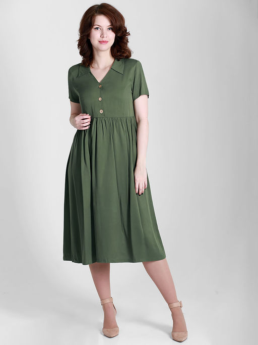 Платье летнее темно-зеленое - Almond фото 2