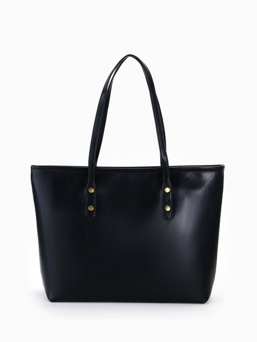 Сумка-шопер женская на молнии, размер 30.5×12×27 см, однотонная, чёрная