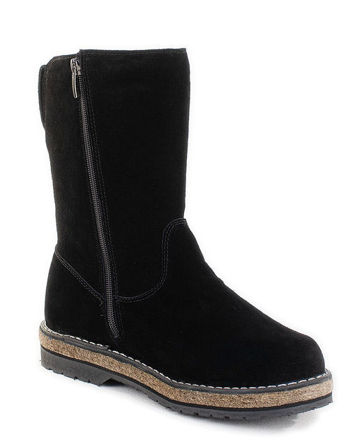 Полусапоги женские на войлочной подошве, Замша, овчина, войлок, лепесток