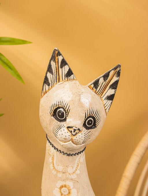 Сувенир «Кошка», белая, 60×12×6 см, дерево, МИКС