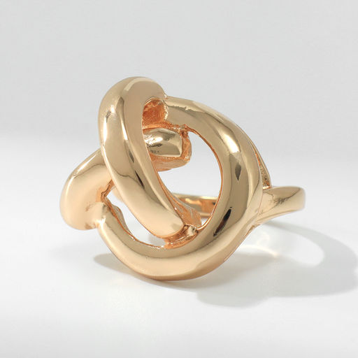 Кольцо металл Тренд тройной круг, цвет золото, размер 17