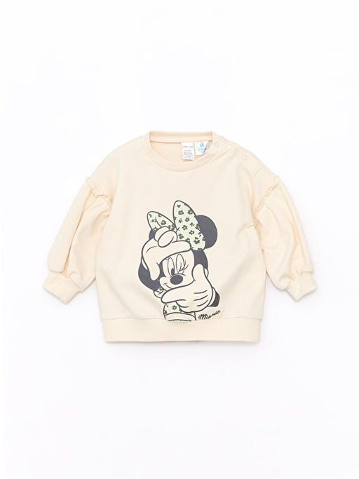 Bisiklet Yaka Uzun Kollu Minnie Mouse Bask?l? K?z Bebek Sweatshirt ve Tayt 2li Tak?m - Waikiki фото 2