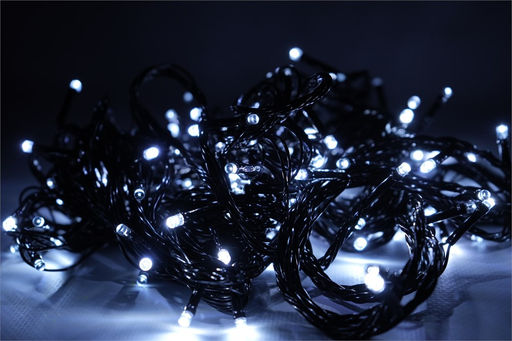 Эл. гирлянда диодная 300 ламп 12м темный провод (701177/185л) холодно-белая, в тубе