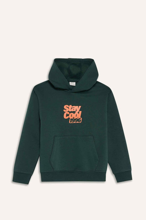 Kap__onlu Bask_l_ __i Yumu_ak T_yl_ Sweatshirt Erkek _ocuk - Defacto фото 6