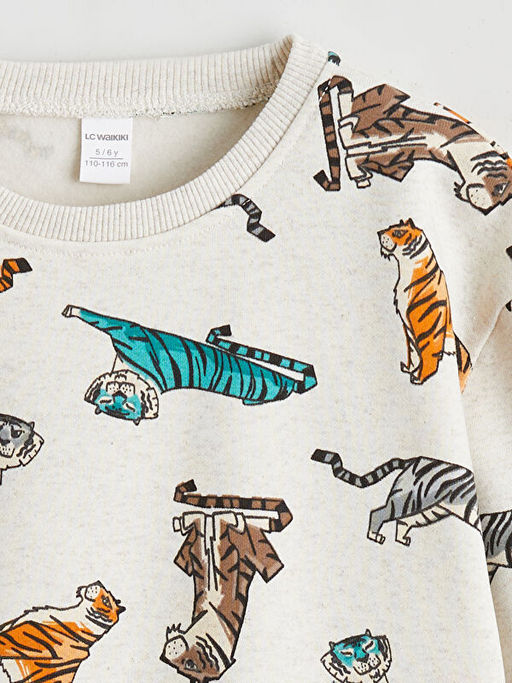 Kaplan Bask?l? Erkek ?ocuk Sweatshirt