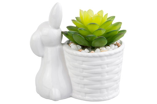 Кашпо-фигурка 11,5*7,5*12 см Зайка с цветком - Elan gallery фото 4
