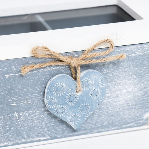 Шкатулка для чая с делениями Звёздное сердце, дерево, стекло, 16.4?9?7 см