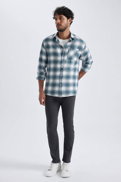 Брюки-чиносы узкого кроя из габардина и парусины - Defacto фото 2