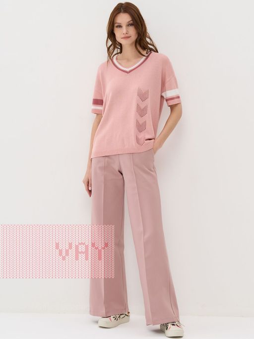 Джемпер женский 5231-41347. 36555/9839/2095 пудра/тёмная пудра/белый