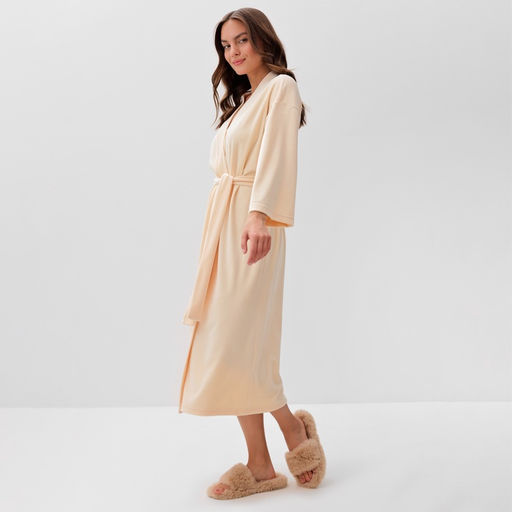 Халат домашний женский KAFTAN Plushy, размер 52-54, молочный