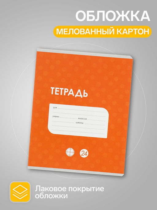 Набор тетрадей 24 листа в клетку Calligrata «Однотонная Классика с уголком», обложка мелованный картон, серые листы, 10 шт.