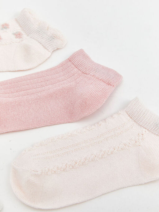 ?i?ekli K?z Bebek Patik ?orap 5li