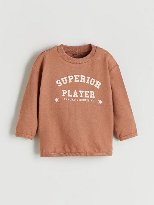 Bisiklet Yaka Uzun Kollu Bask?l? Erkek Bebek Ti??rt ve E?ofman Alt 2li Tak?m