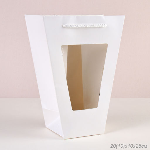 Цена за 10 шт. Пакет подарочный с окном 26х20х10х10 / 904-60 /уп 10/300/