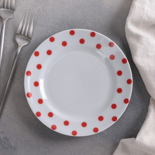 Ф_Тарелка 175 мм мелкя ф.653, Идиллия "Горошек" красный арт. ДБ_9С2021Ф34 ДОБРУШСКИЙ