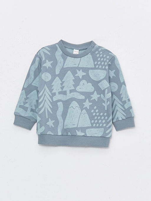 Bisiklet Yaka Uzun Kollu Bask?l? Pamuklu Erkek Bebek Sweatshirt ve Pantolon 2li Tak?m - Waikiki фото 2