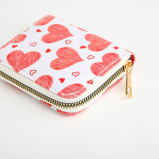 Кошелёк на молнии Сердечки, маленький, белый