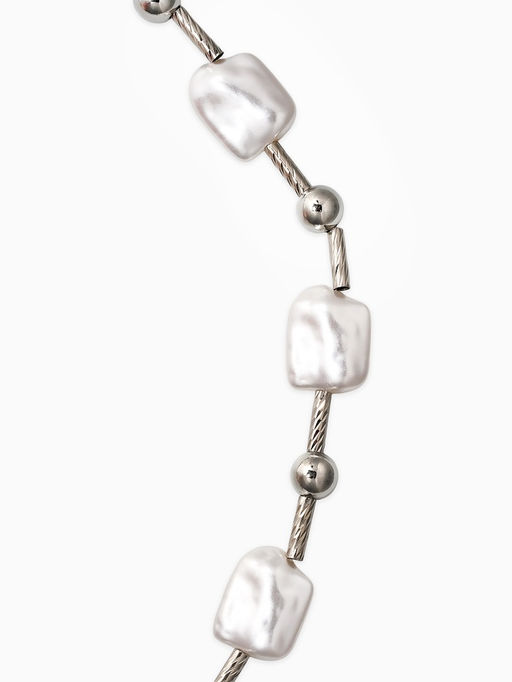 Бусы "Жемчуг" майорика прямоугольник, цвет белый в серебре