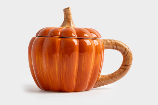 Кружка, 450 мл, с крышкой, керамика, оранжево-зеленая, Тыква, Bright pumpkin - Anna lafarg фото 5
