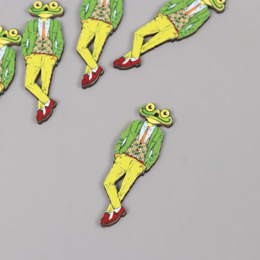 Цена за 5 шт. Декор для творчества дерево «Стильная лягушка», 5×1.6×0.3 см