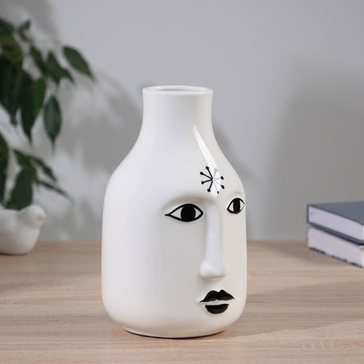 Ваза для цветов «Пикассо», снежинка, ручная роспись, 21×11 см, керамика, чёрно-белая